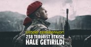 Listeleri temizleniyor! 238 terörist etkisiz hale getirildi! 